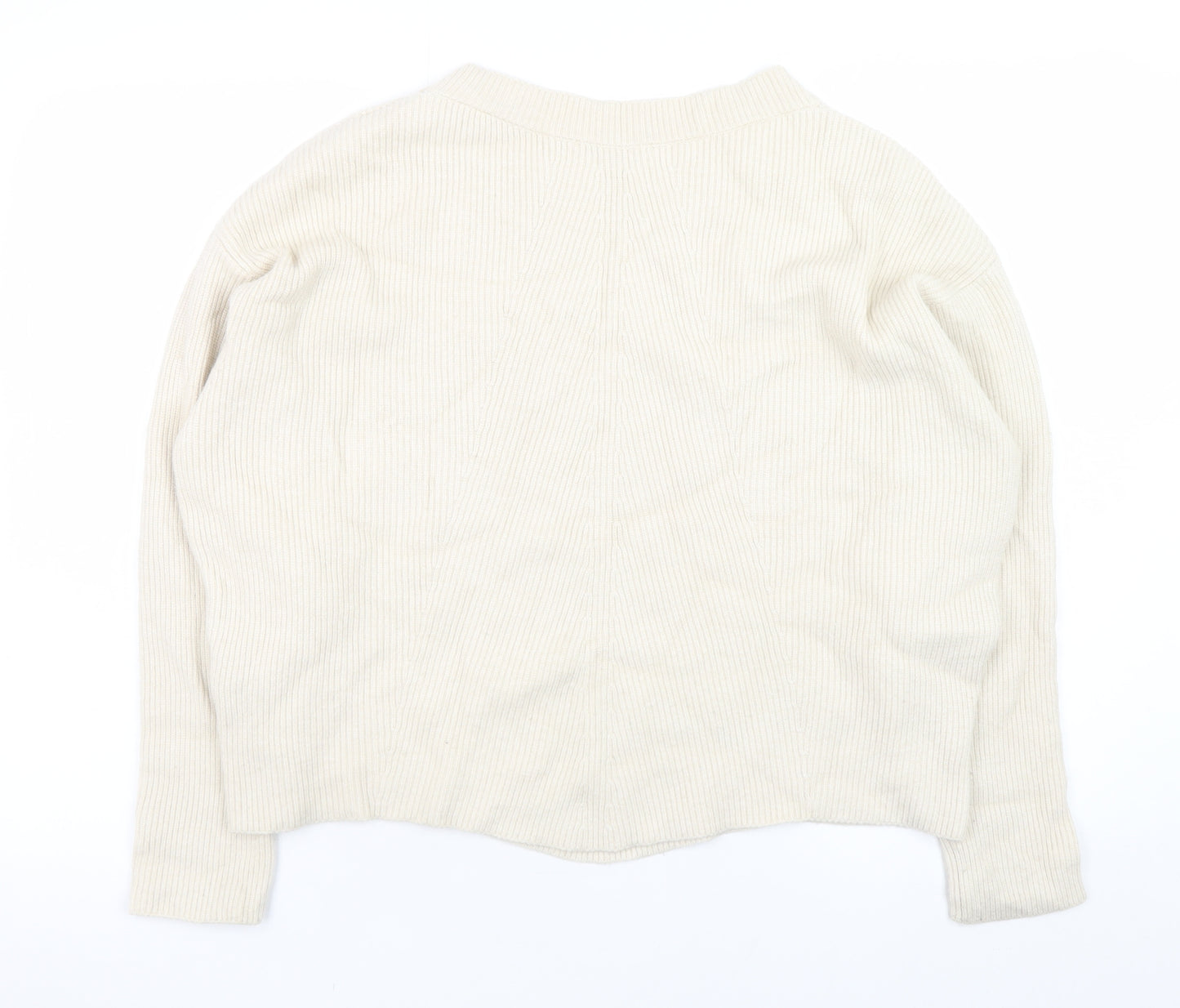Zara Women Beige Knit Crew Neck Pullover Jumper Size S