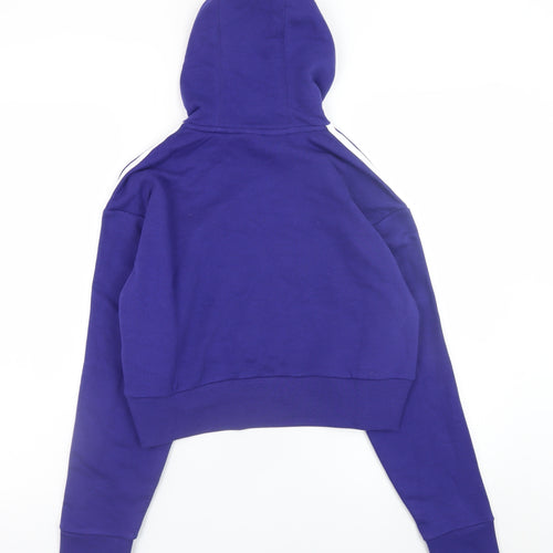 Adidas Girls Purple Hooded Pullover Hoodie 12-13 Years Floral Logo Jumper