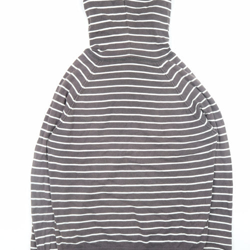 Topman Men’s Brown Striped Cotton Hooded Pullover Jumper Size S