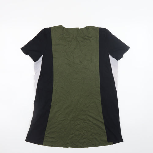 Zara Trafaluc Unisex Green Black Colourblock Crew Neck T-Shirt S