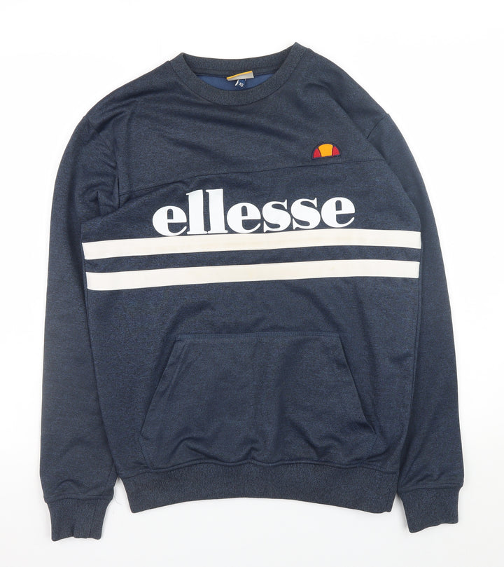 Ellesse Mens Blue XS Crew Neck Pullover Logo Sweatshirt