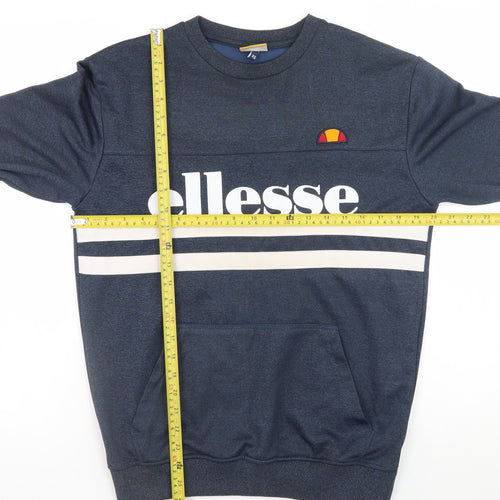 Ellesse Mens Blue XS Crew Neck Pullover Logo Sweatshirt