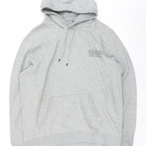 Original Penguin Men's Grey Pullover Hoodie XL Logo Fleece Sweatshirt