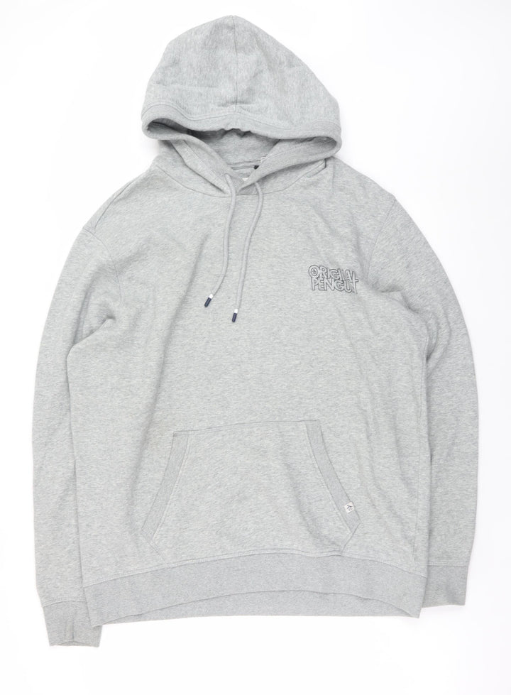 Original Penguin Men's Grey Pullover Hoodie XL Logo Fleece Sweatshirt