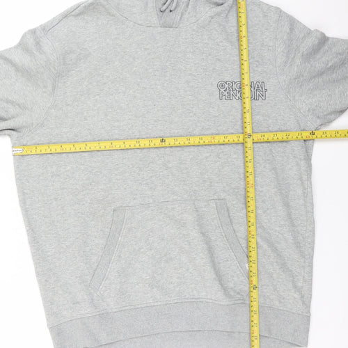 Original Penguin Men's Grey Pullover Hoodie XL Logo Fleece Sweatshirt