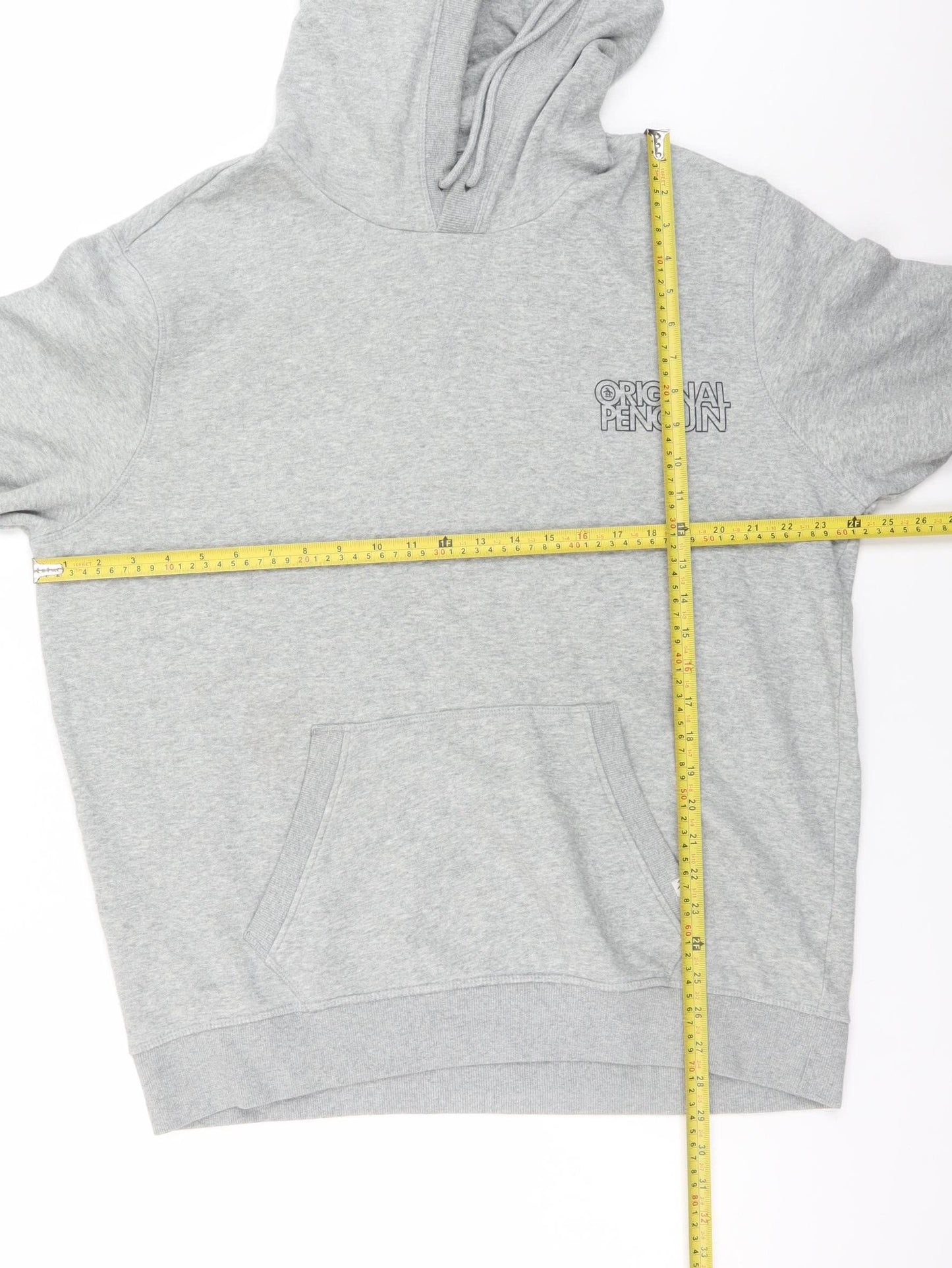 Original Penguin Men's Grey Pullover Hoodie XL Logo Fleece Sweatshirt