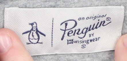 Original Penguin Men's Grey Pullover Hoodie XL Logo Fleece Sweatshirt