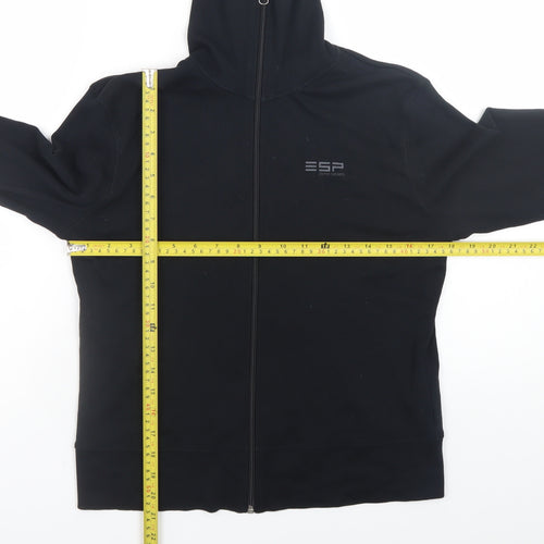 Esprit Sports Men's Black Full Zip Sweatshirt L Cotton High Neck