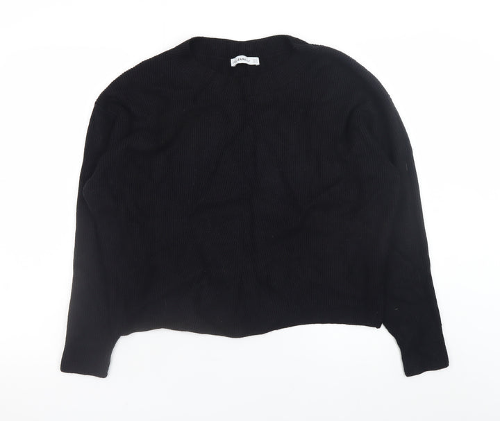 Zara Women’s Black Crew Neck Knit Pullover Jumper Size 8