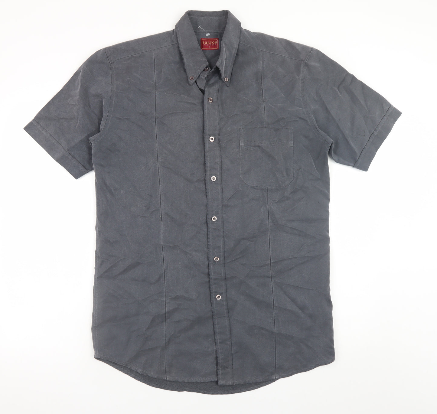 Burton Menswear Grey Short Sleeve Button-Up Shirt Size S