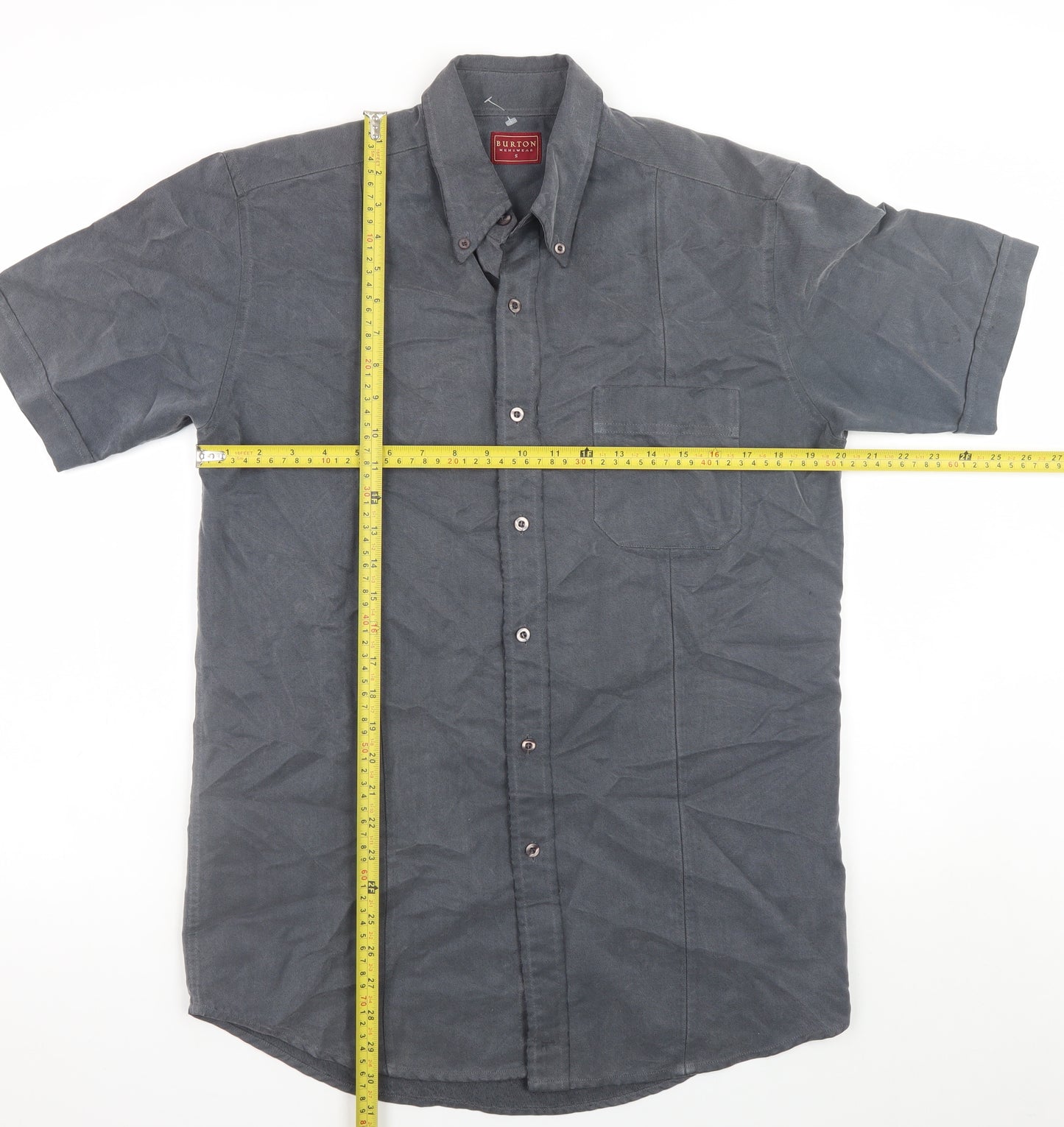 Burton Menswear Grey Short Sleeve Button-Up Shirt Size S