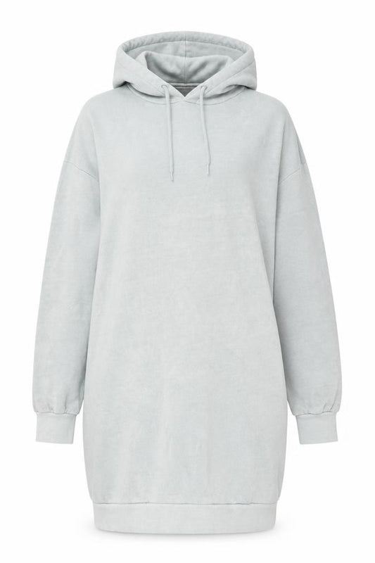 Front view of Weekday Women Grey M Hoodie T-Shirt Dress Casual Wear