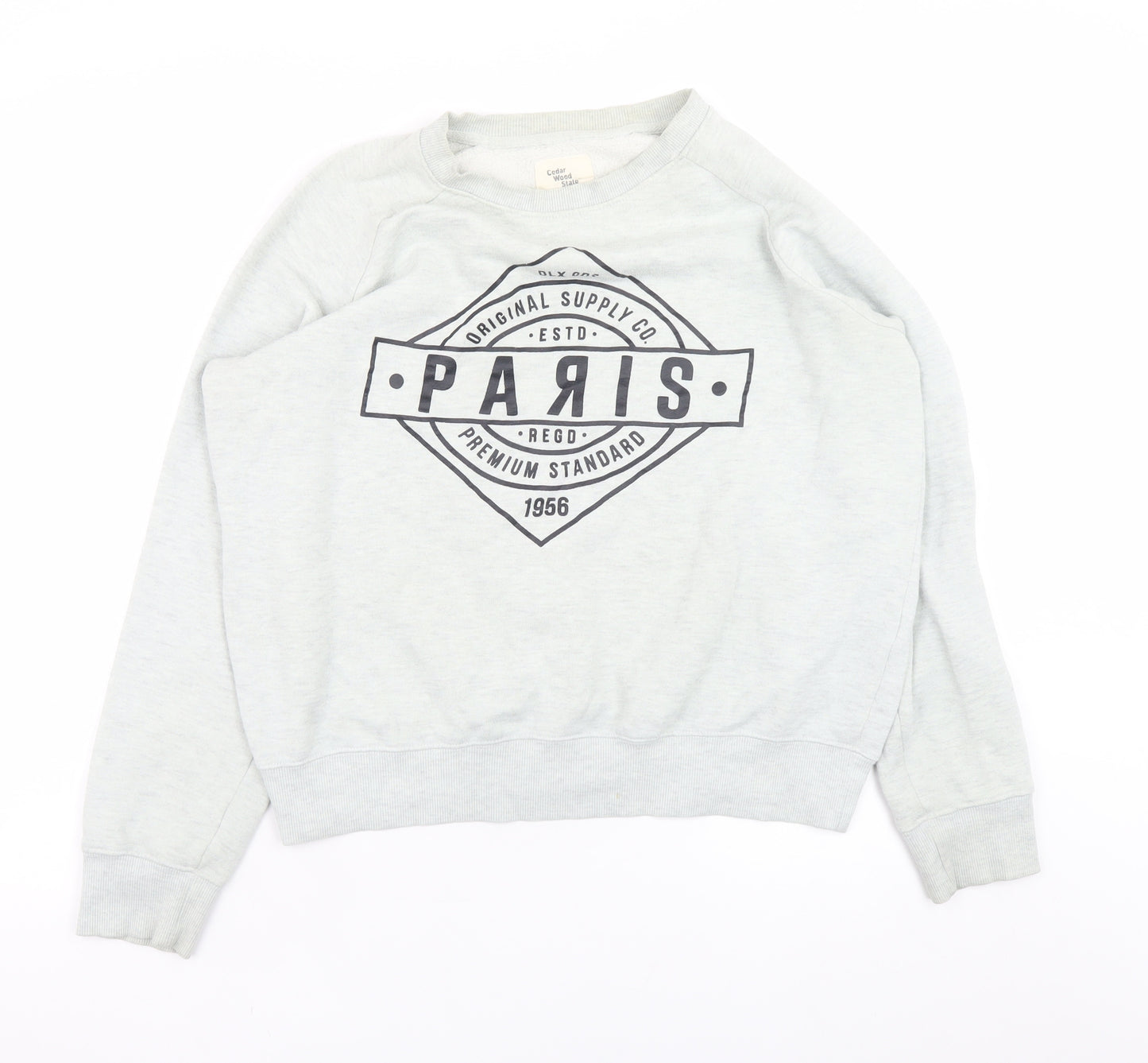 Cedar Wood State Women’s Grey Paris Graphic Pullover Sweatshirt Size L