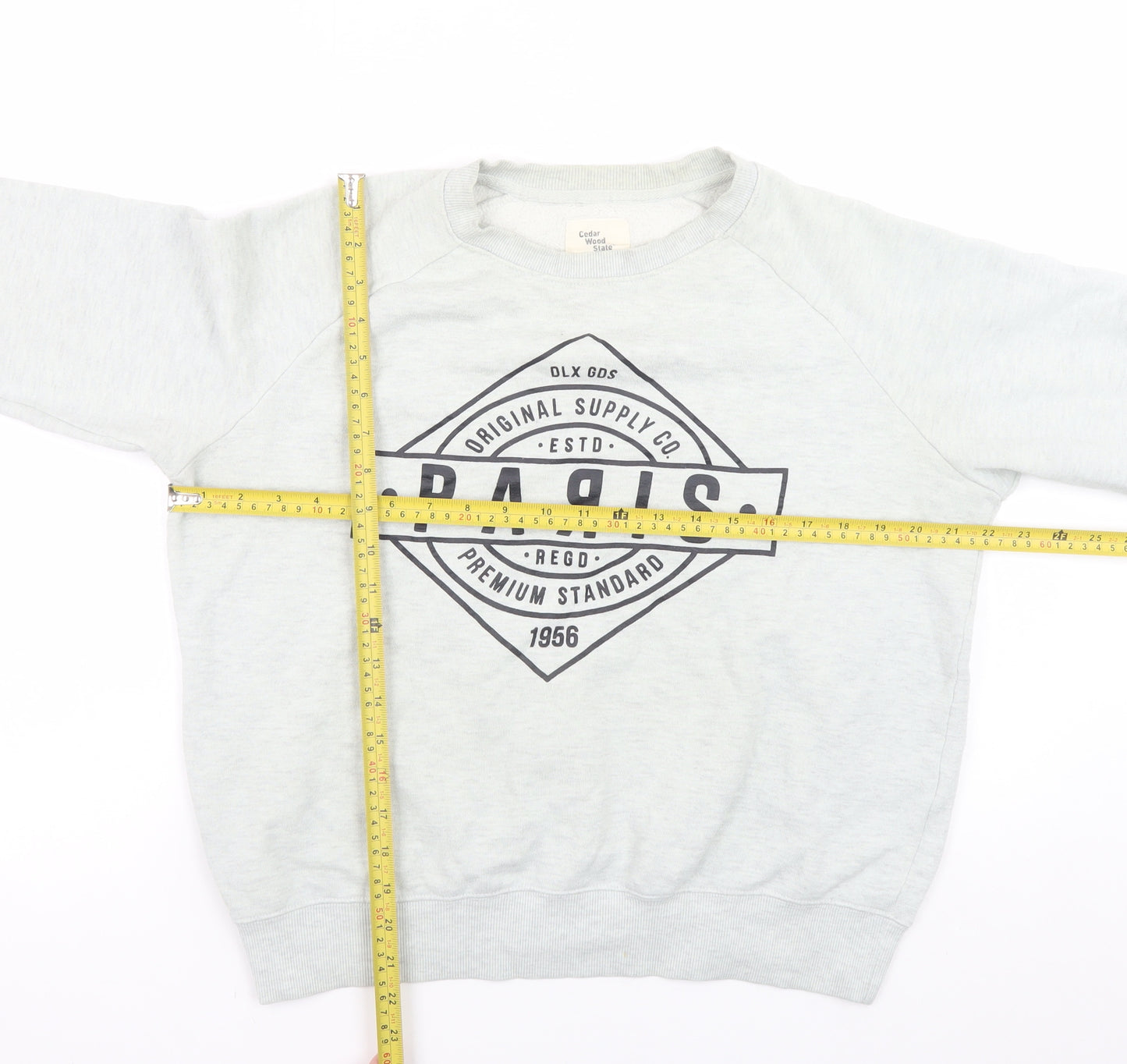 Cedar Wood State Women’s Grey Paris Graphic Pullover Sweatshirt Size L