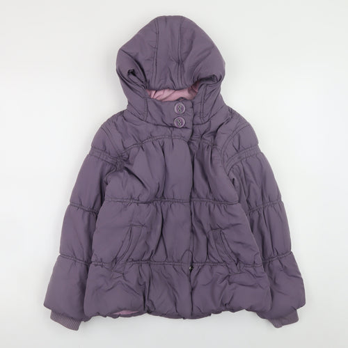 Next Girls Purple Hooded Puffer Jacket Coat 9-10 Years Lined Winter Outerwear