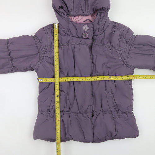 Next Girls Purple Hooded Puffer Jacket Coat 9-10 Years Lined Winter Outerwear