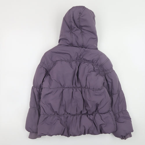 Next Girls Purple Hooded Puffer Jacket Coat 9-10 Years Lined Winter Outerwear