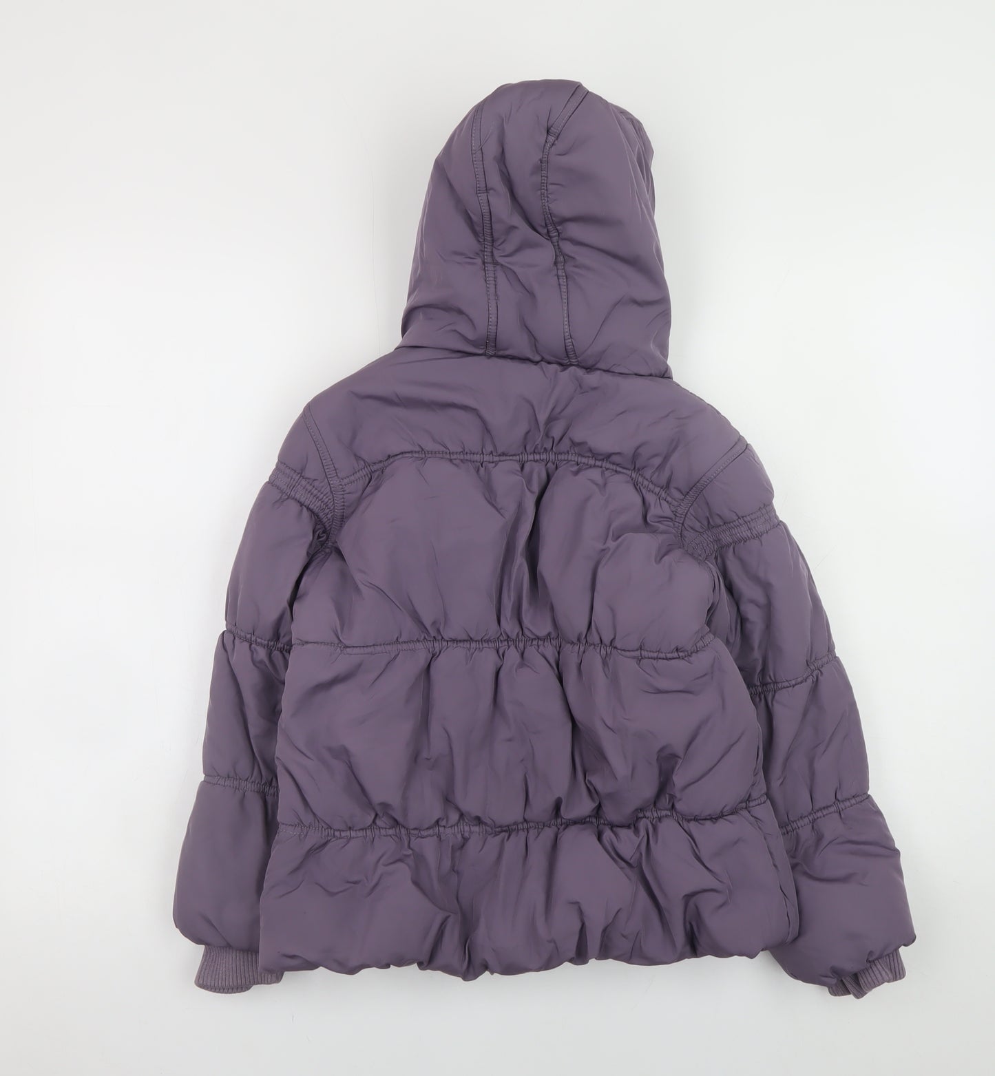 Next Girls Purple Hooded Puffer Jacket Coat 9-10 Years Lined Winter Outerwear