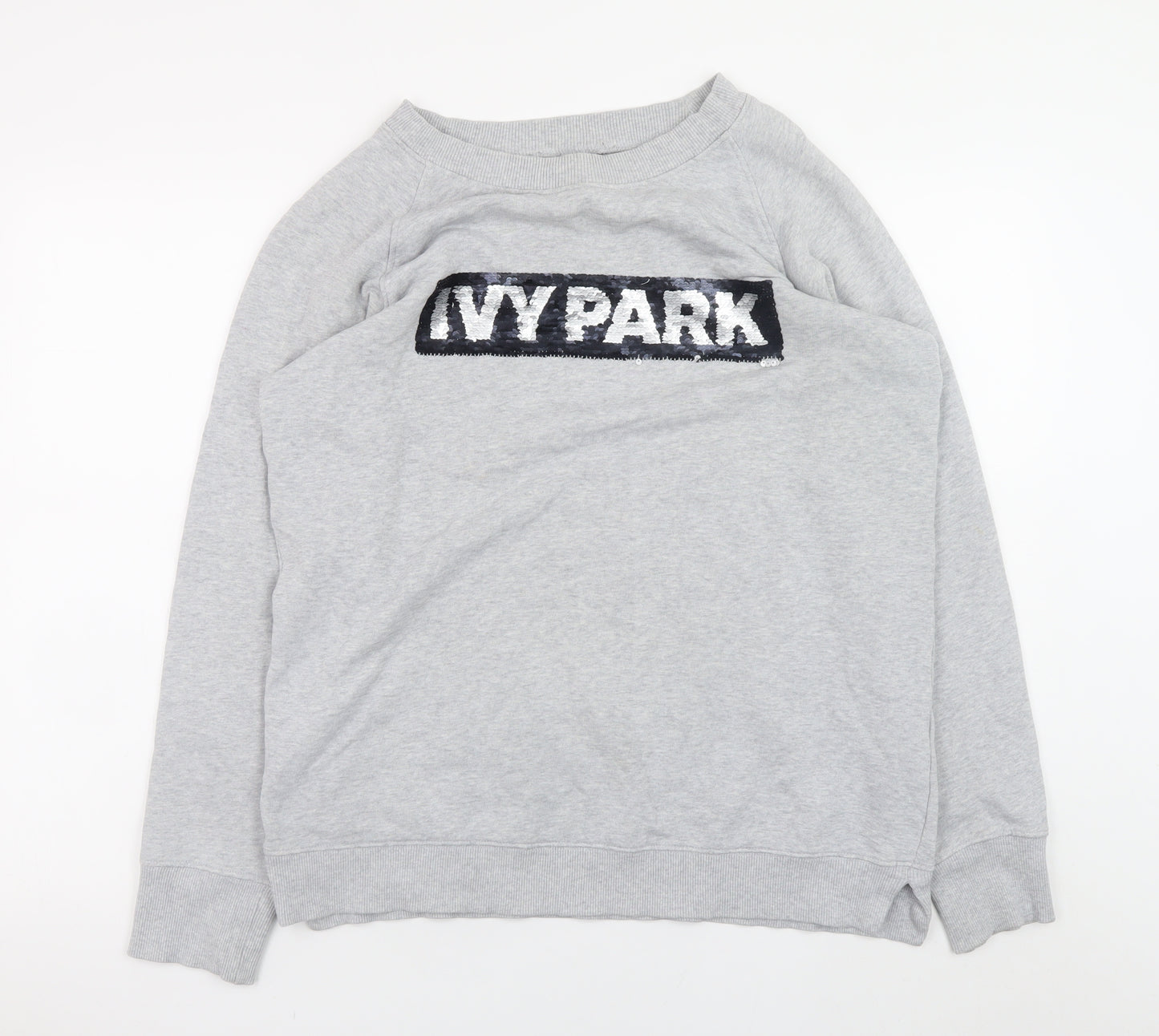 Ivy Park Womens Grey Sequin Logo Pullover Sweatshirt XXS