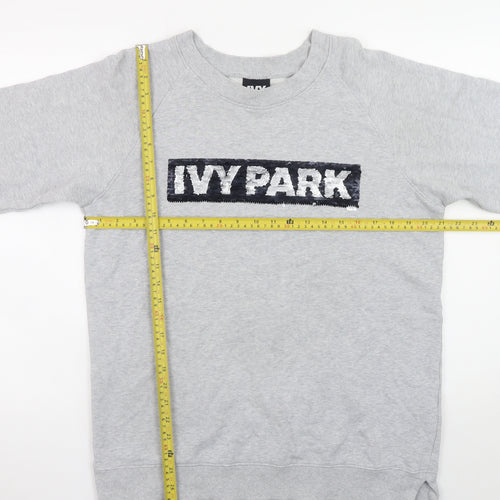 Ivy Park Womens Grey Sequin Logo Pullover Sweatshirt XXS
