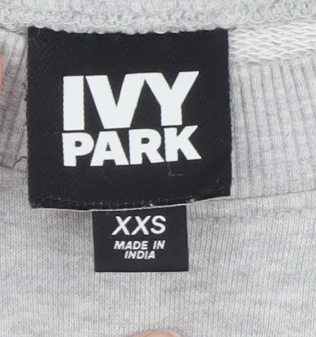 Ivy Park Womens Grey Sequin Logo Pullover Sweatshirt XXS