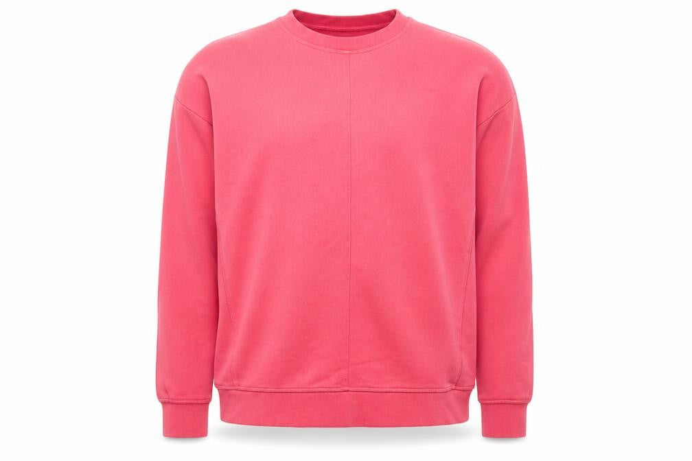 Front view of Lands' End Men's Pink Pullover Crew Neck Sweatshirt, size L