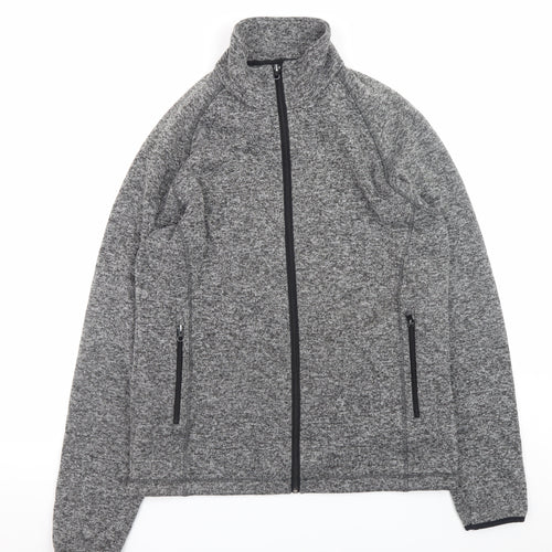 Black Blue Men's Grey Full Zip Knit Sweatshirt Size L