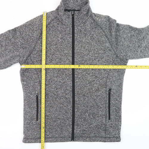 Black Blue Men's Grey Full Zip Knit Sweatshirt Size L