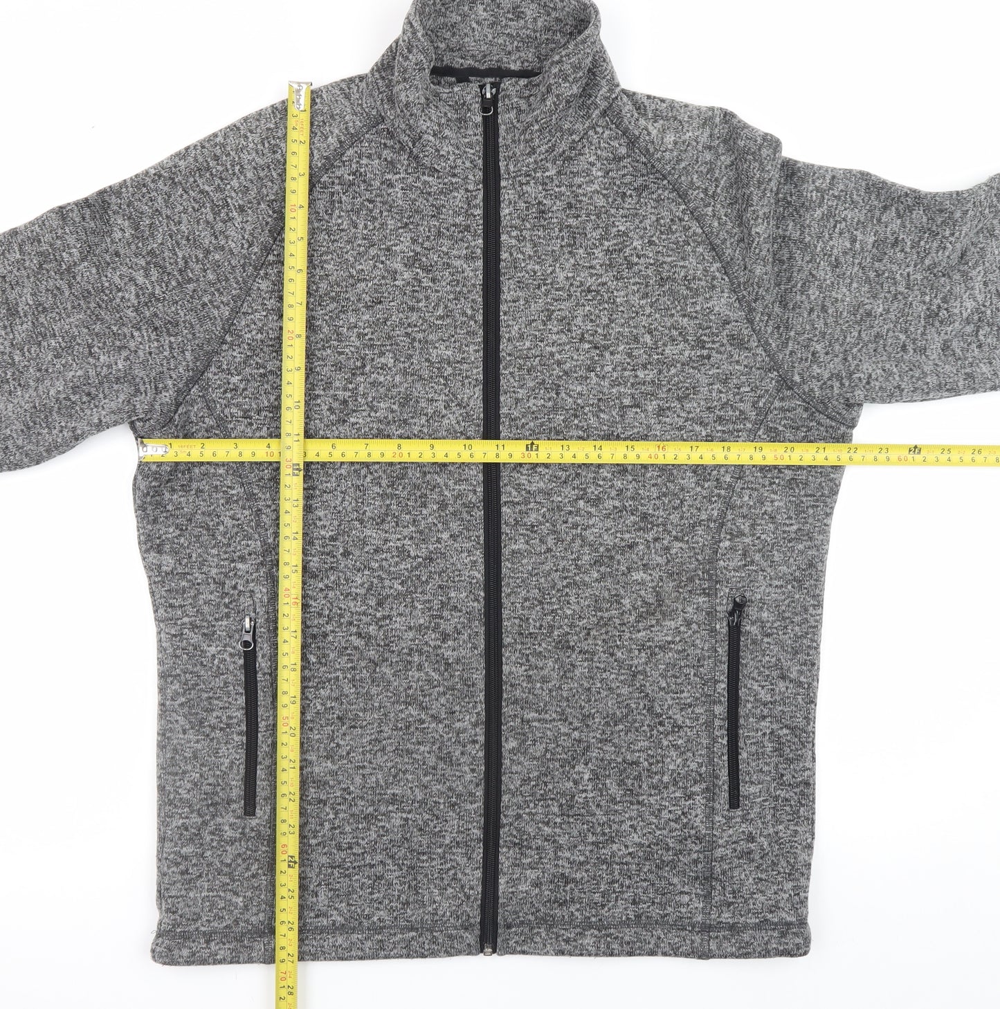 Black Blue Men's Grey Full Zip Knit Sweatshirt Size L