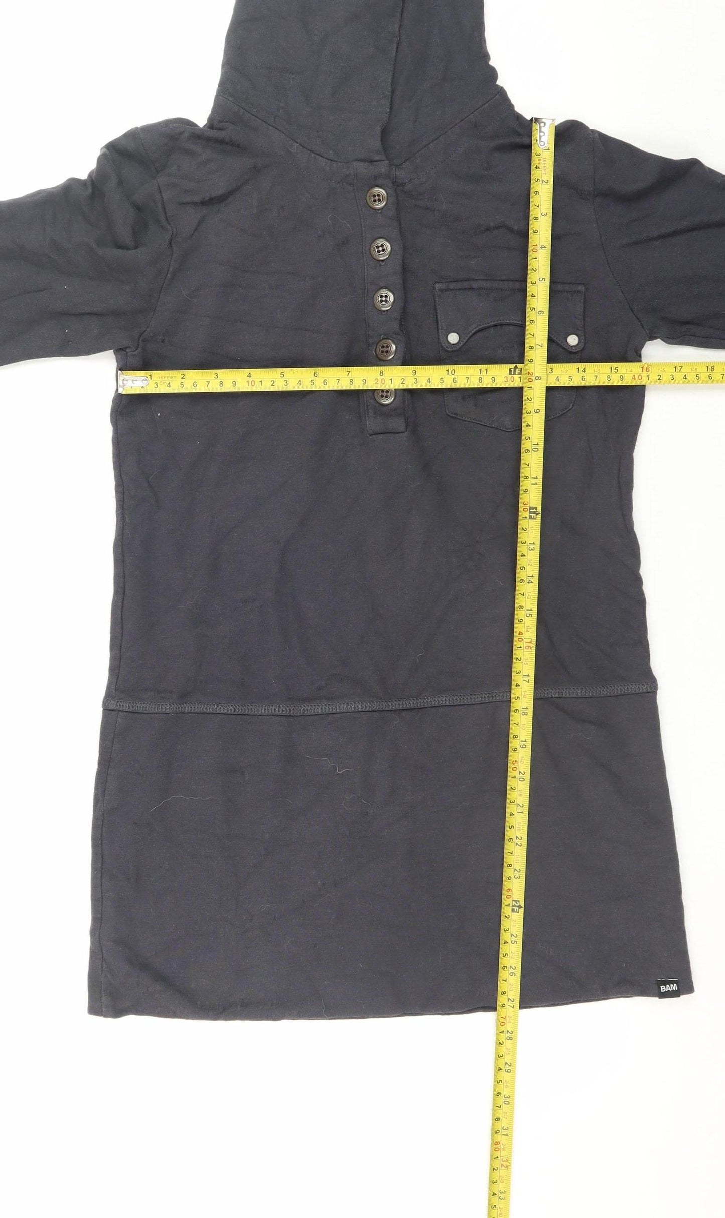 BAM Women’s Black Bamboo Long Sleeve Hooded Jumper Dress Size 8