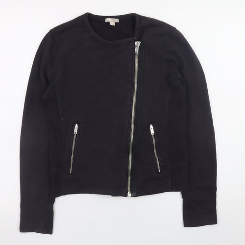 Gap Womens Black Asymmetric Zip Sweatshirt XS Cotton Blend