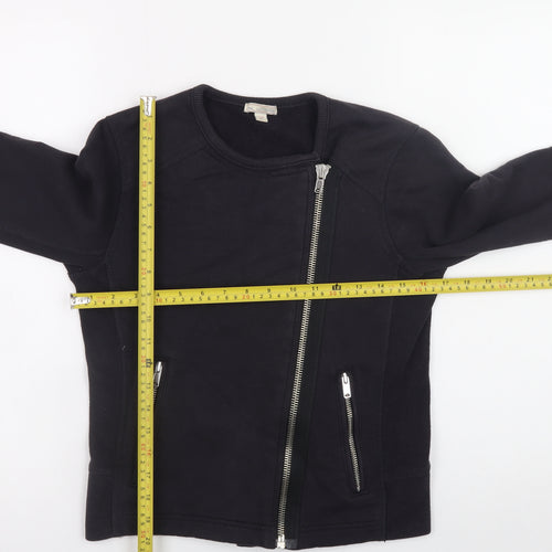 Gap Womens Black Asymmetric Zip Sweatshirt XS Cotton Blend