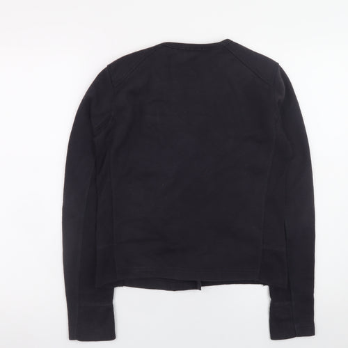 Gap Womens Black Asymmetric Zip Sweatshirt XS Cotton Blend