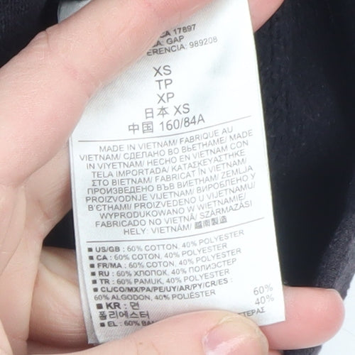 Gap Womens Black Asymmetric Zip Sweatshirt XS Cotton Blend