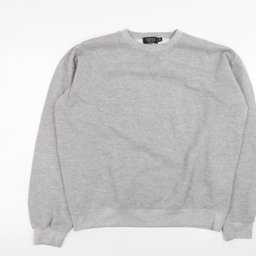 boohooMAN Men's Grey Regular Fit Crew Neck Sweatshirt Size S