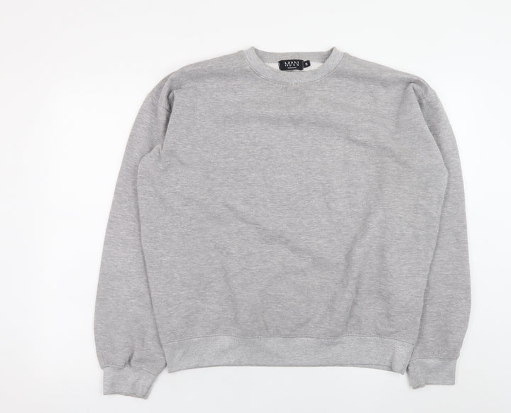 boohooMAN Men's Grey Regular Fit Crew Neck Sweatshirt Size S