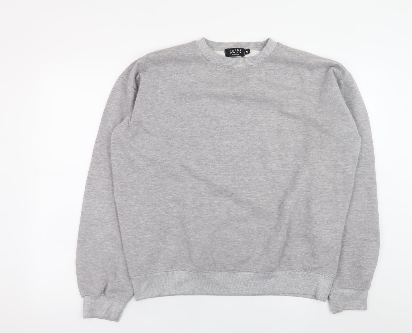boohooMAN Men's Grey Regular Fit Crew Neck Sweatshirt Size S