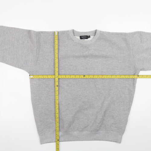 boohooMAN Men's Grey Regular Fit Crew Neck Sweatshirt Size S