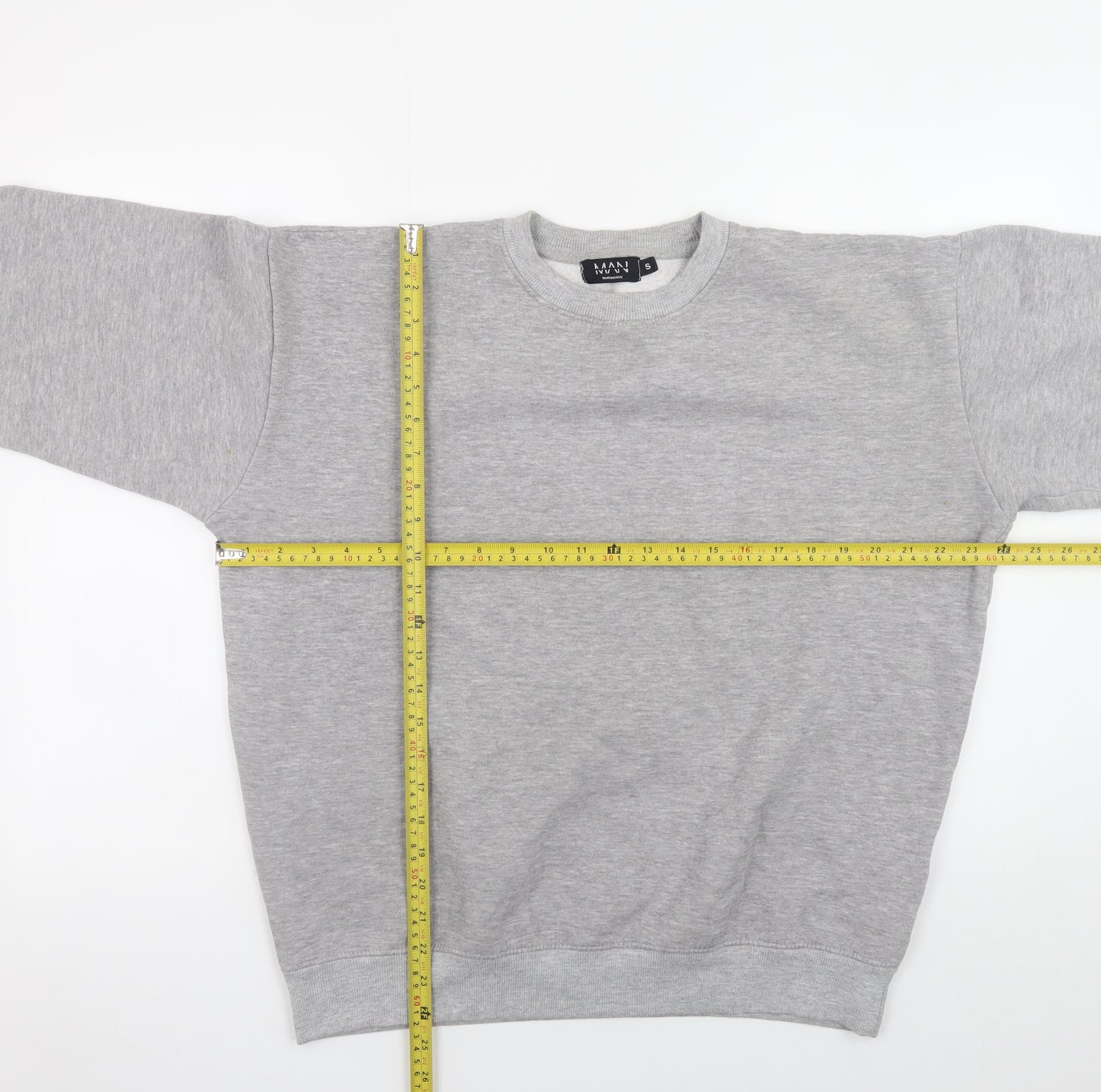 boohooMAN Men's Grey Regular Fit Crew Neck Sweatshirt Size S