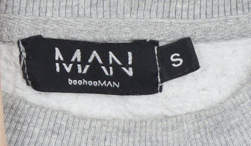 boohooMAN Men's Grey Regular Fit Crew Neck Sweatshirt Size S