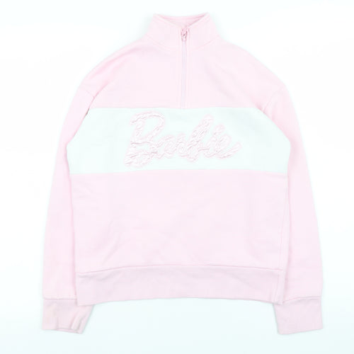 Barbie Girls Pink 11-12 Years Half Zip Fleece Sweatshirt