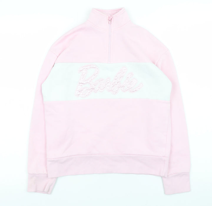 Barbie Girls Pink 11-12 Years Half Zip Fleece Sweatshirt