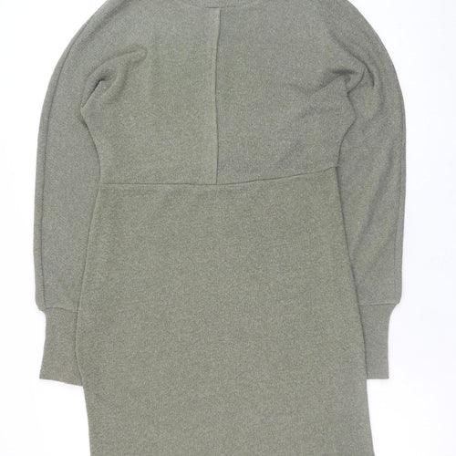 Next Women’s Green Knit Bodycon Long Sleeve Zip Back Dress Size 10