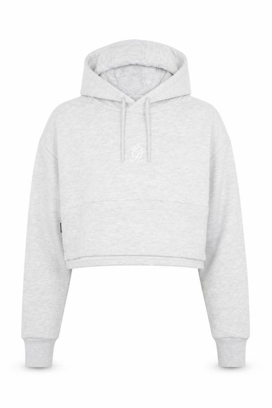 Front view of Gym King Women's Grey Cropped Pullover Hoodie, size 12