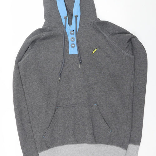 Brookhaven Mens Grey Henley Hoodie Large