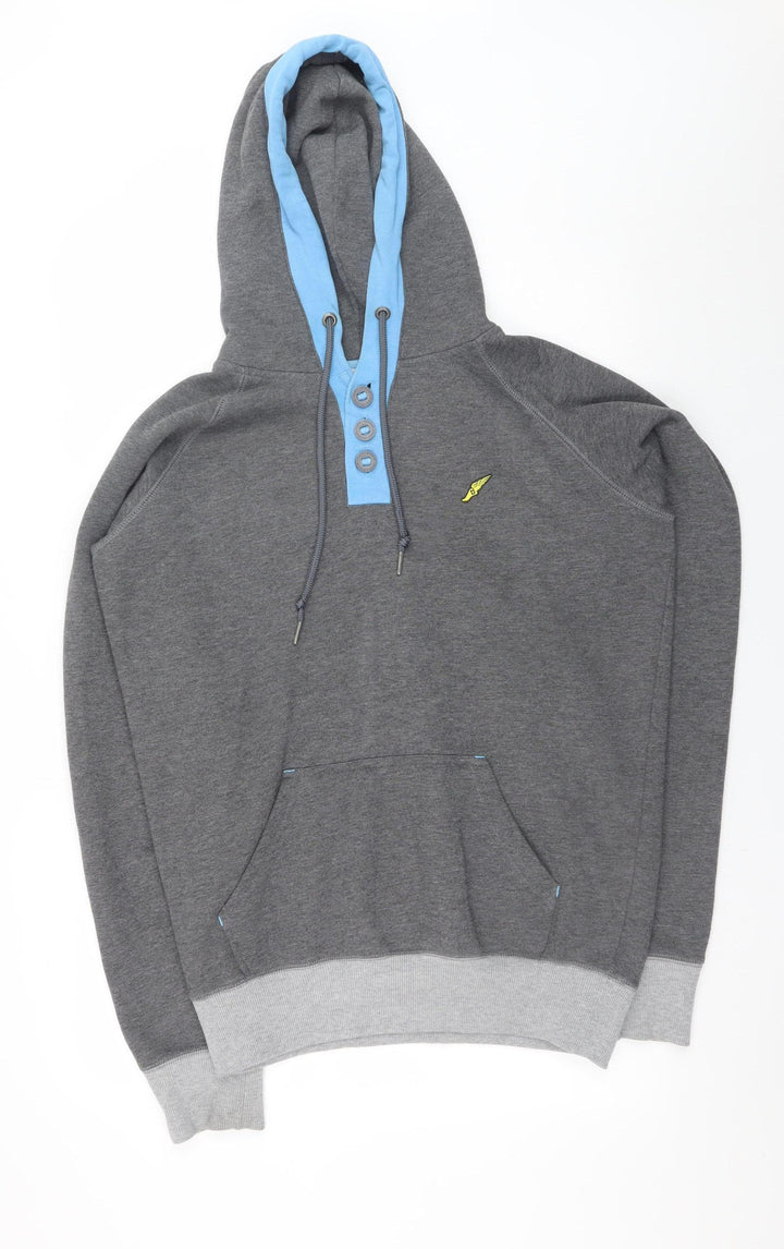 Brookhaven Mens Grey Henley Hoodie Large