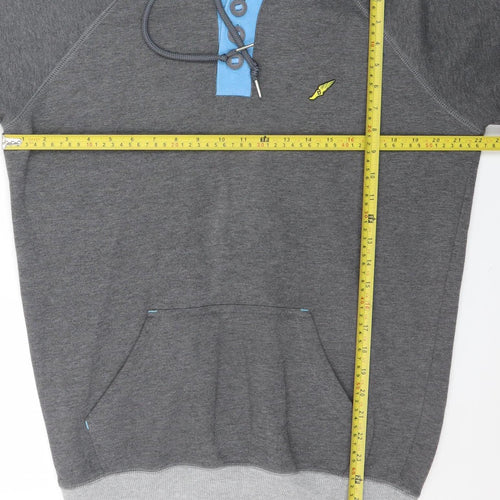 Brookhaven Mens Grey Henley Hoodie Large