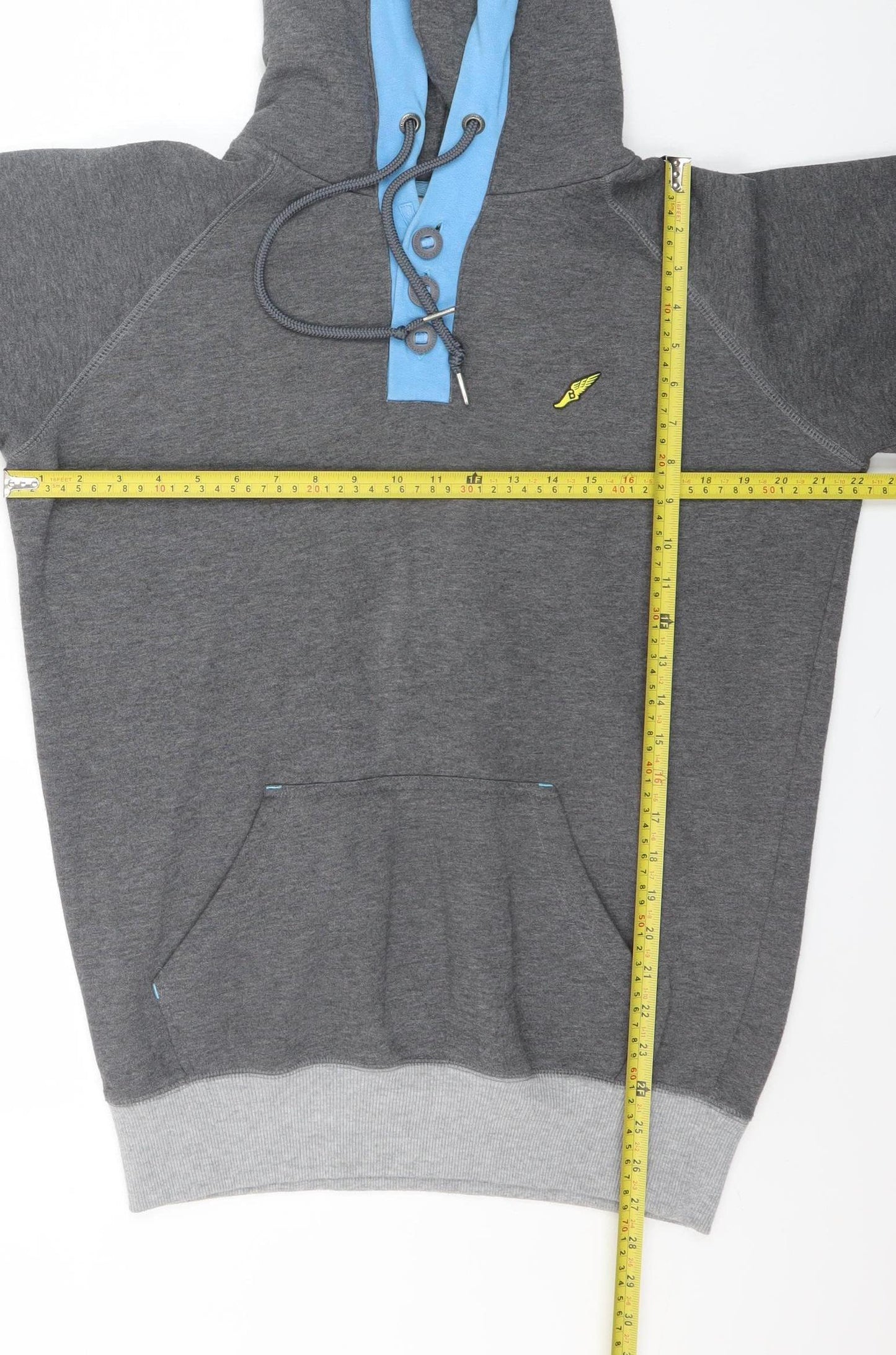 Brookhaven Mens Grey Henley Hoodie Large
