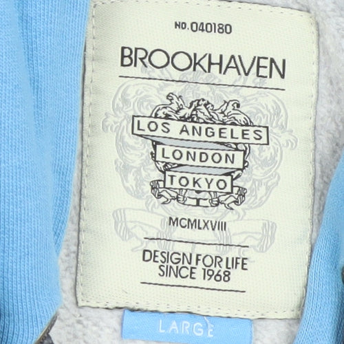 Brookhaven Mens Grey Henley Hoodie Large
