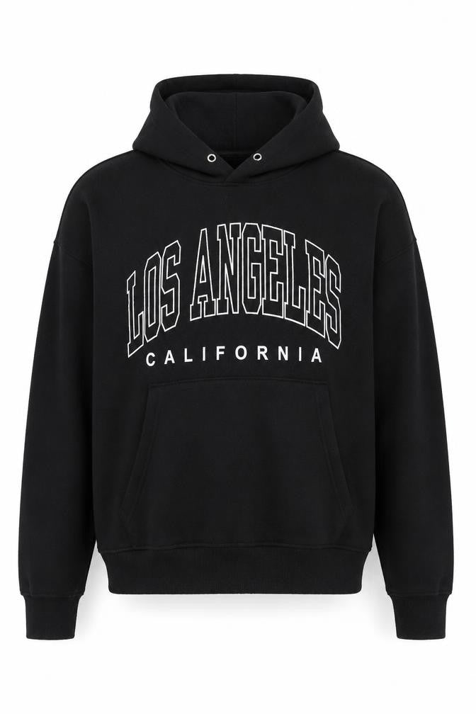 Front view of North West Men's Black 2XL Pullover Hoodie Los Angeles Graphic